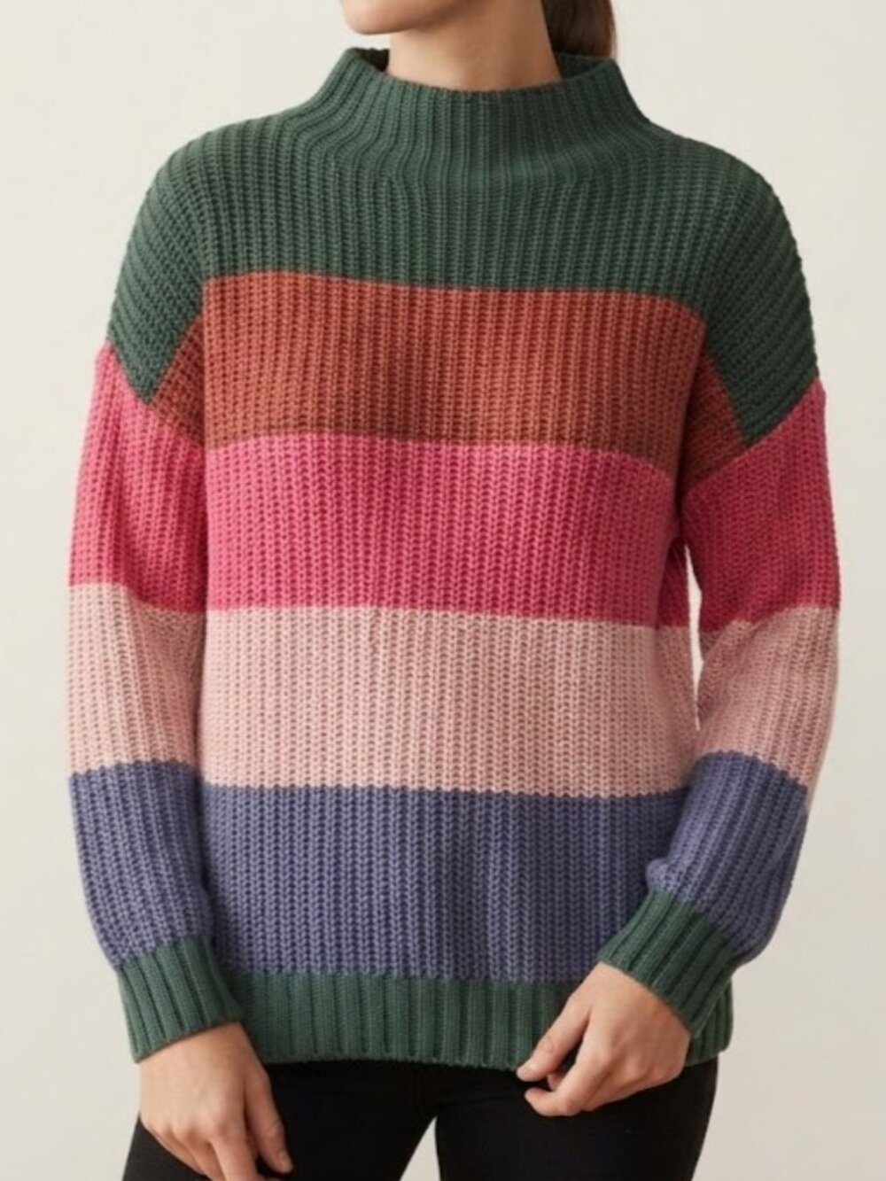 Multicolor Stripe Turtleneck Oversized Sweater